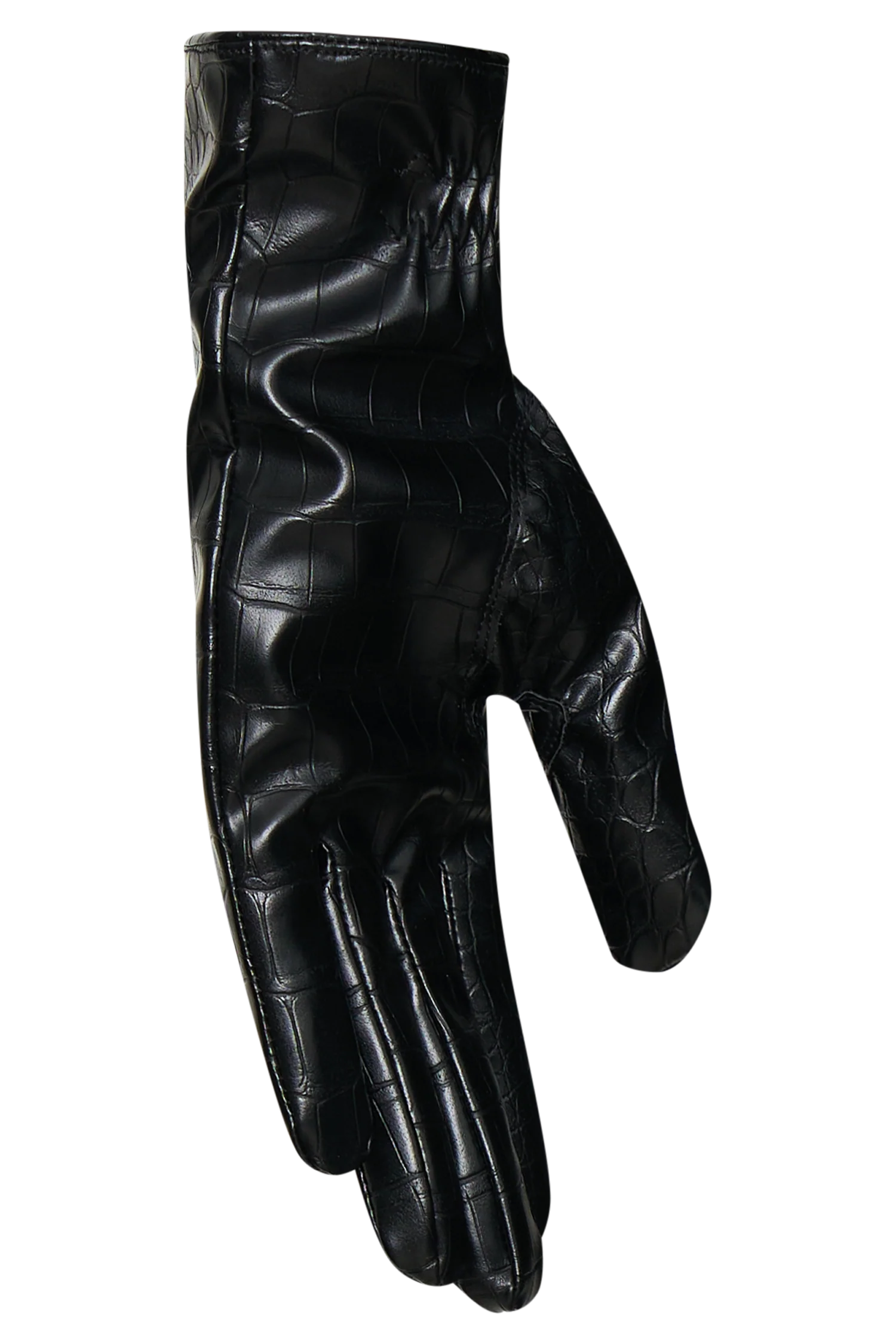 Atlas Faux Leather Crocodile Gloves - Black