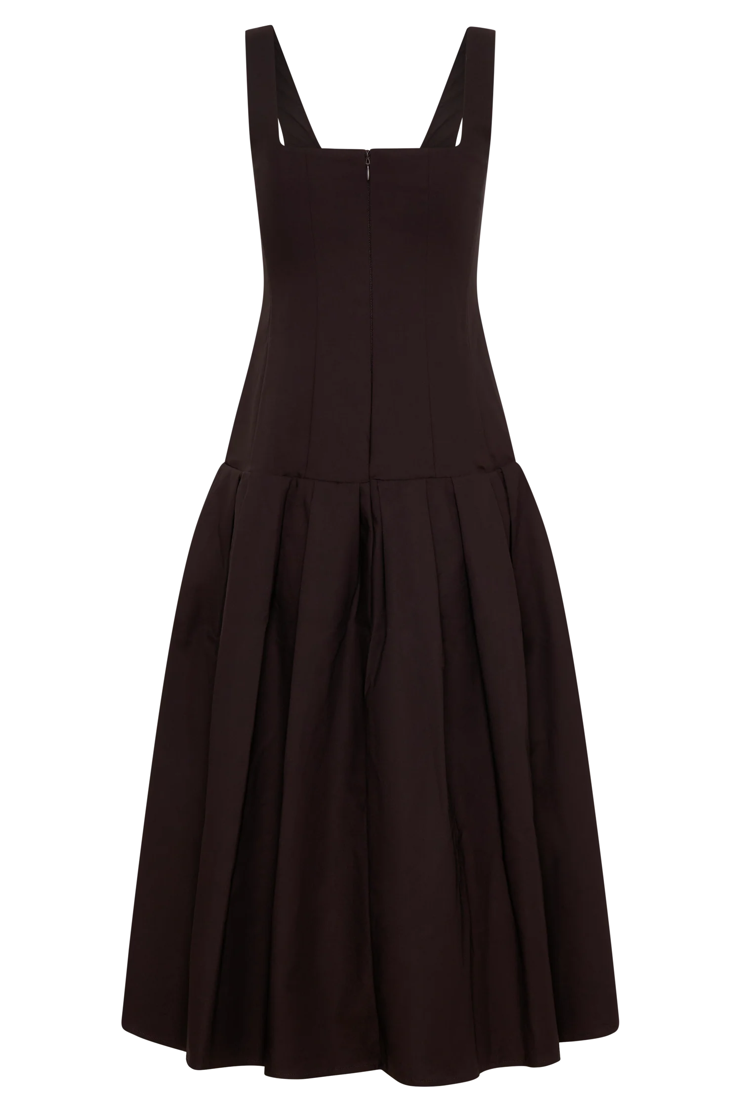 Natascha Drop Waist Cotton Midi Dress - Chocolate