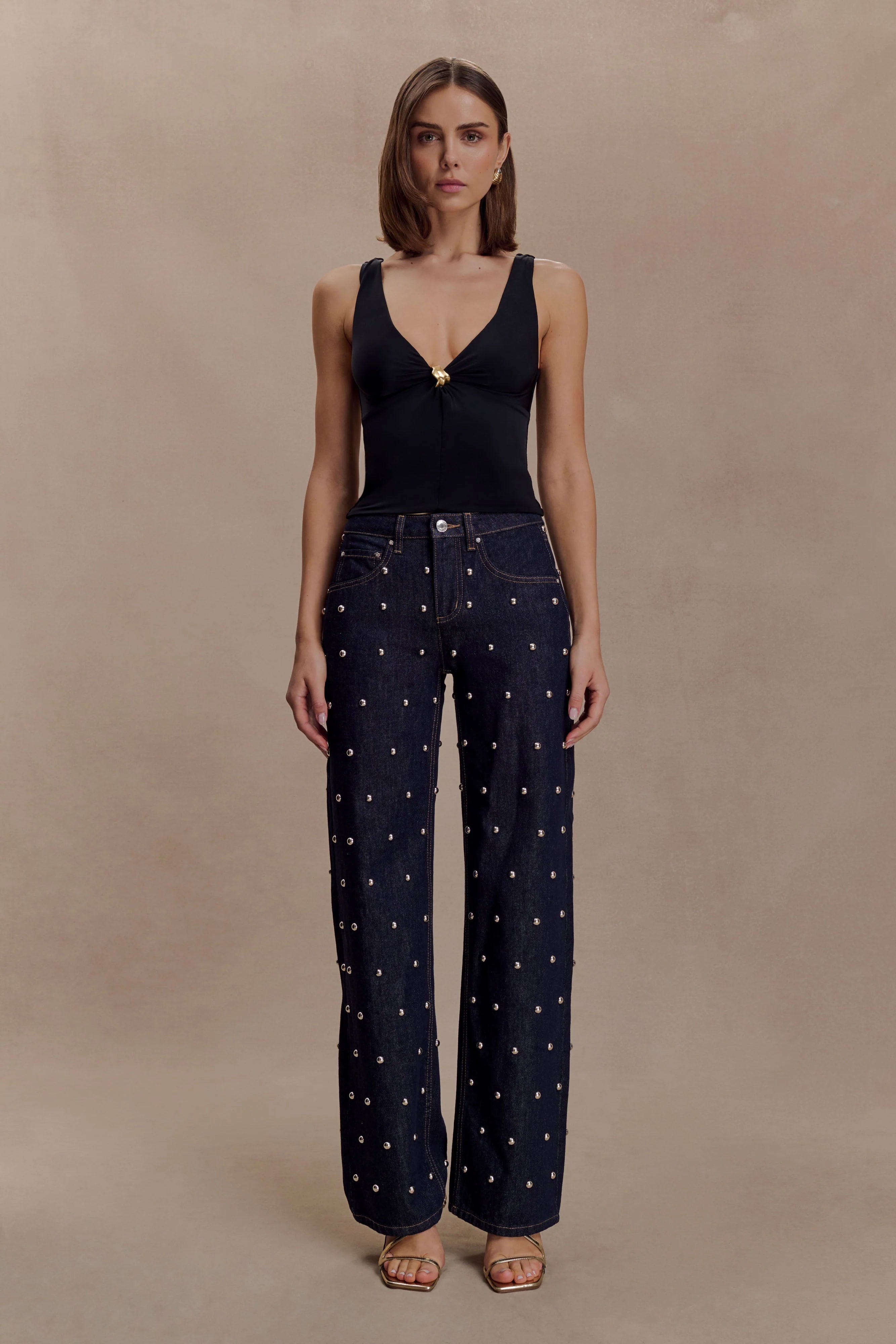 Spencer Slinky Top with Hardware - Black