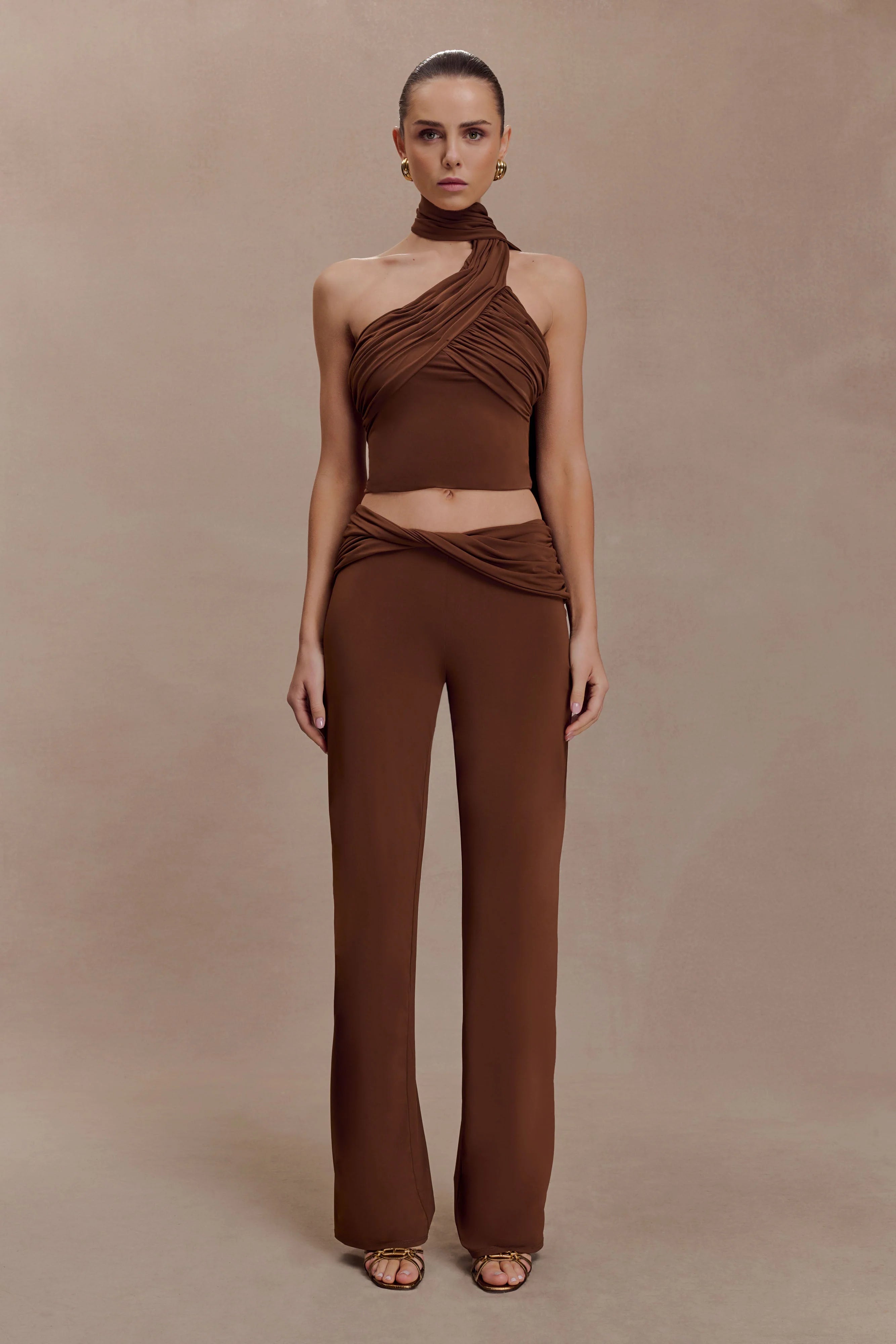Lydia Slinky Straight Leg Pants - Chocolate