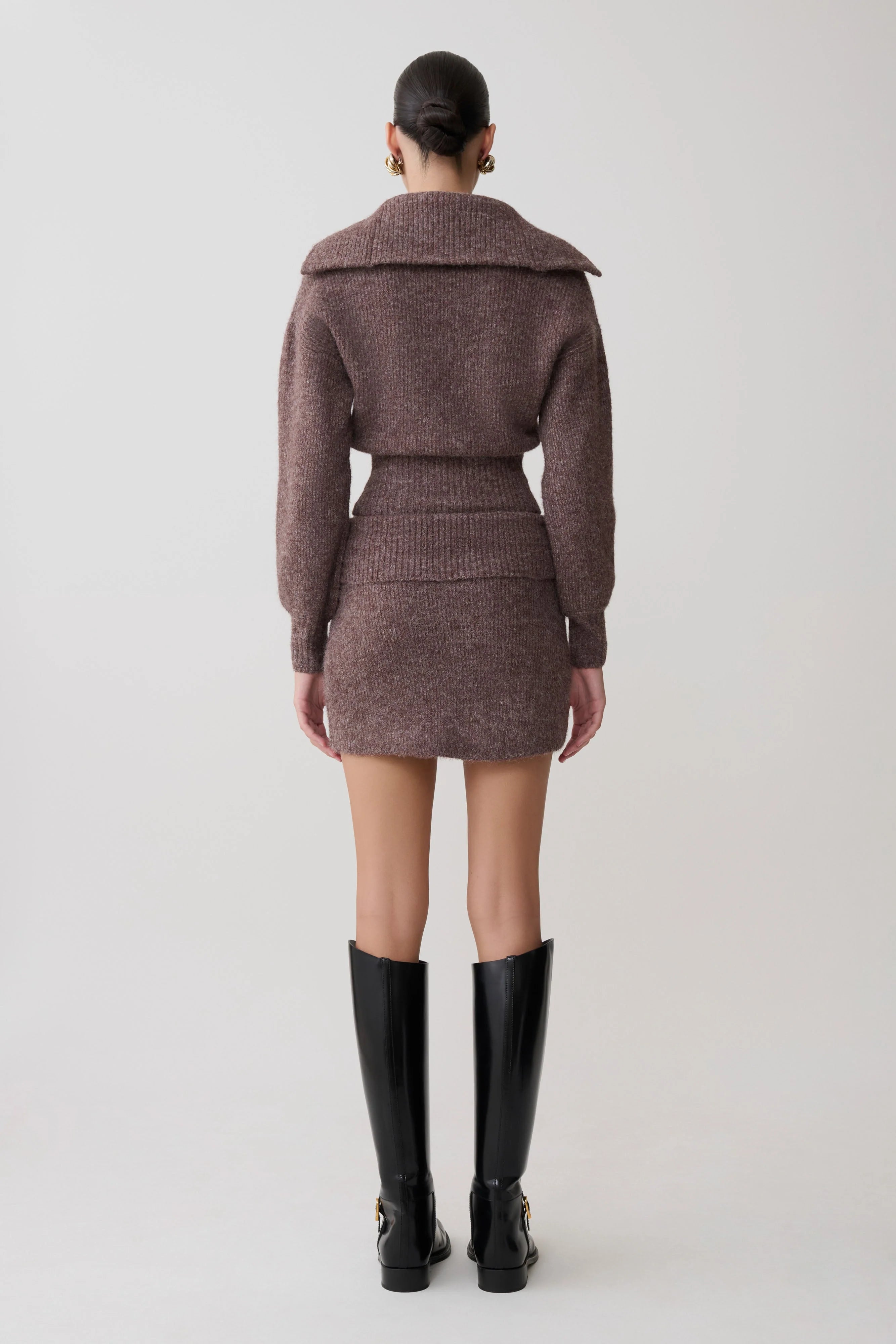 Skylaine Knit Mini Skirt - Brown Marle