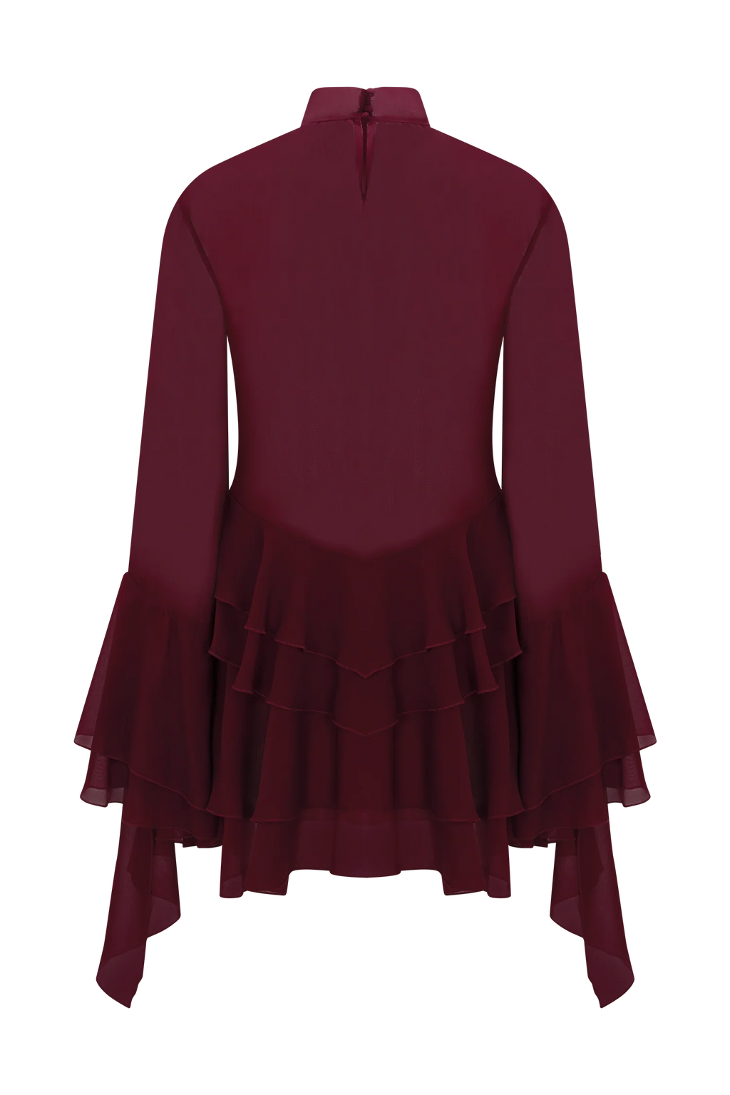 Nimah Chiffon Ruffle Mini Dress - Wine