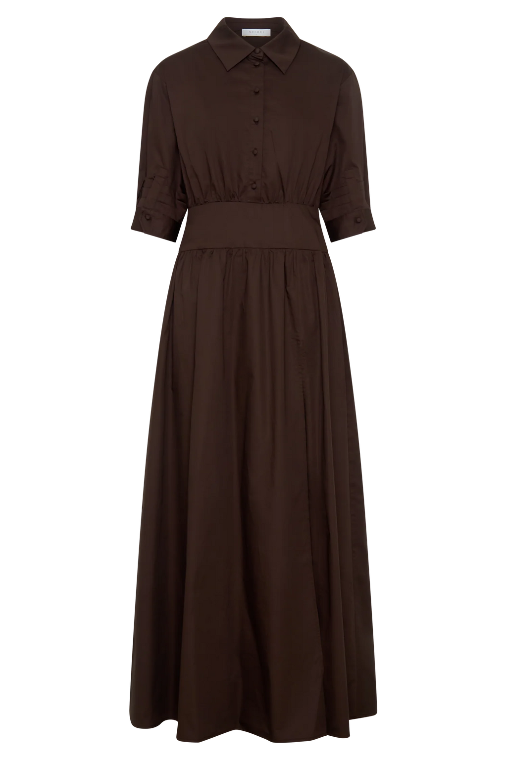 Isolde Long Sleeve Cotton Maxi Dress - Dark Chocolate