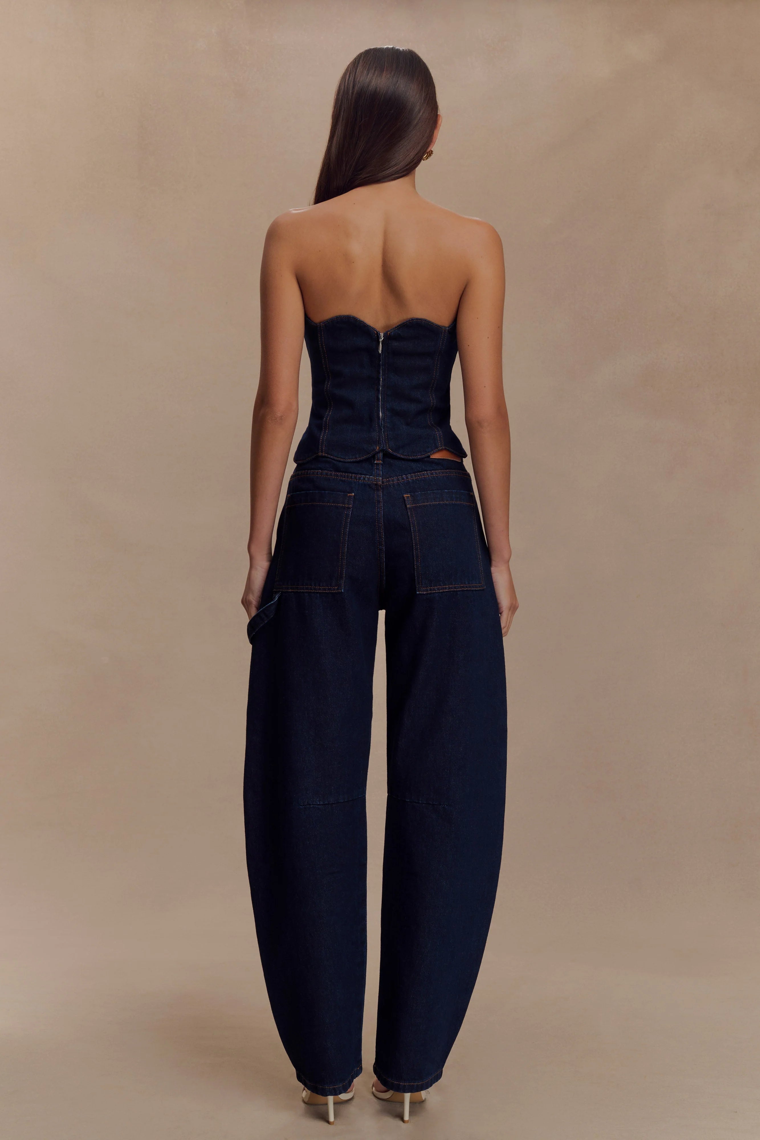 Oakley Strapless Scallop Denim Top - Indigo Blue