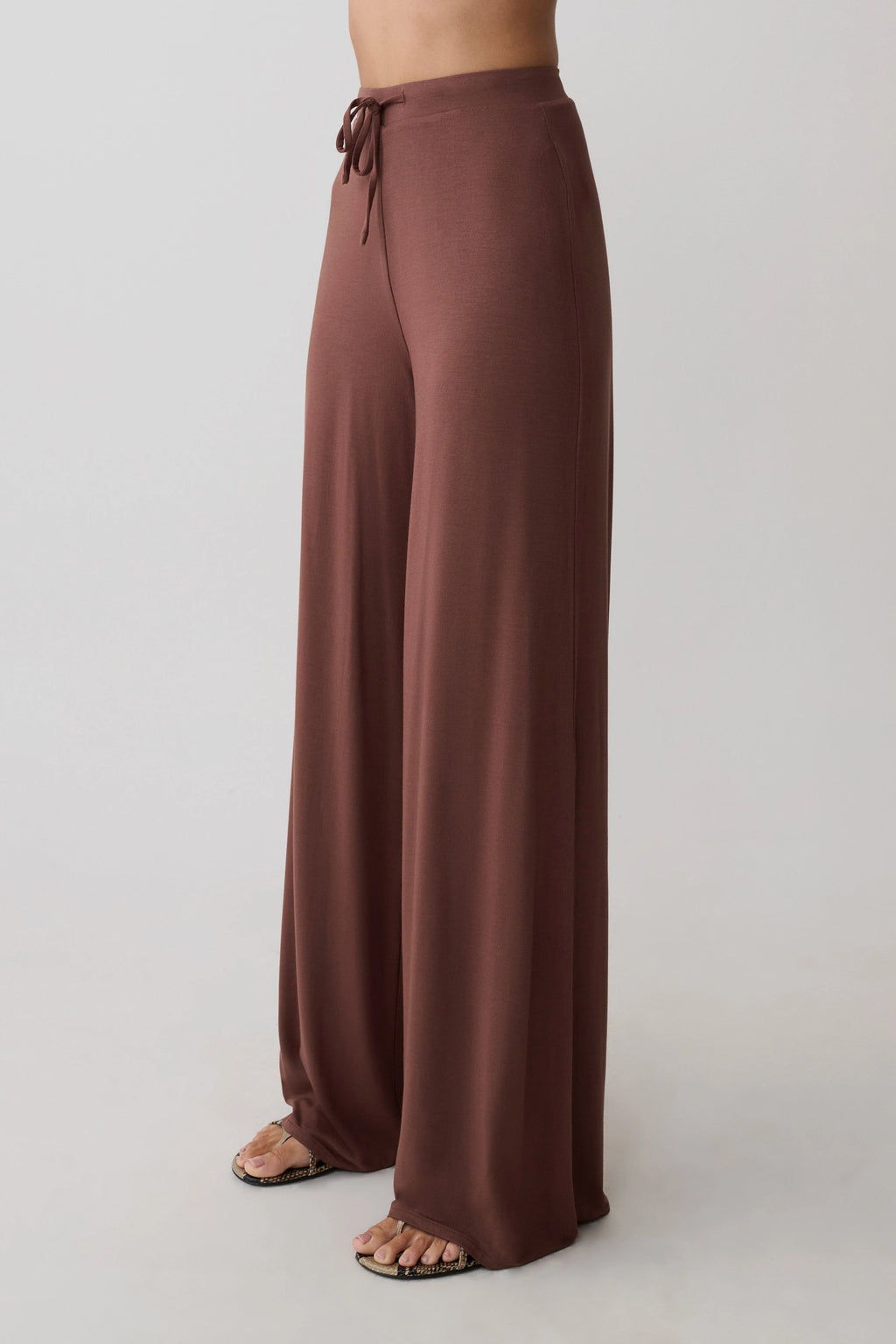 Dewi Wide Leg Modal Pants - Chocolate