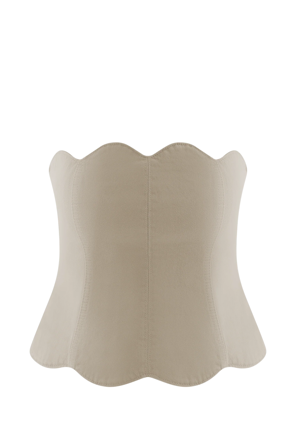 Oakley Strapless Scallop Denim Top - Stone Wash