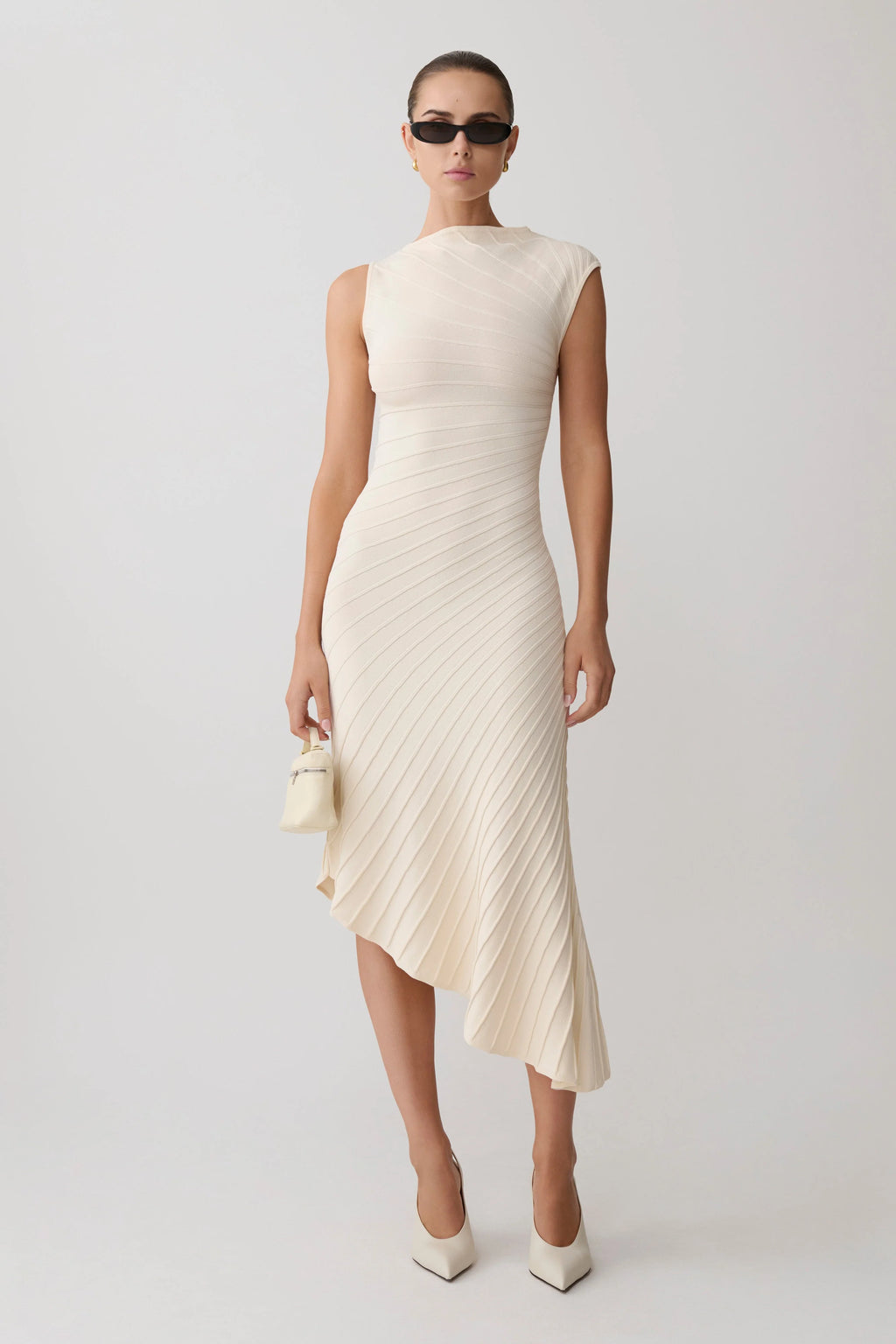 Milasandra Pleated Knit Dress - Ivory