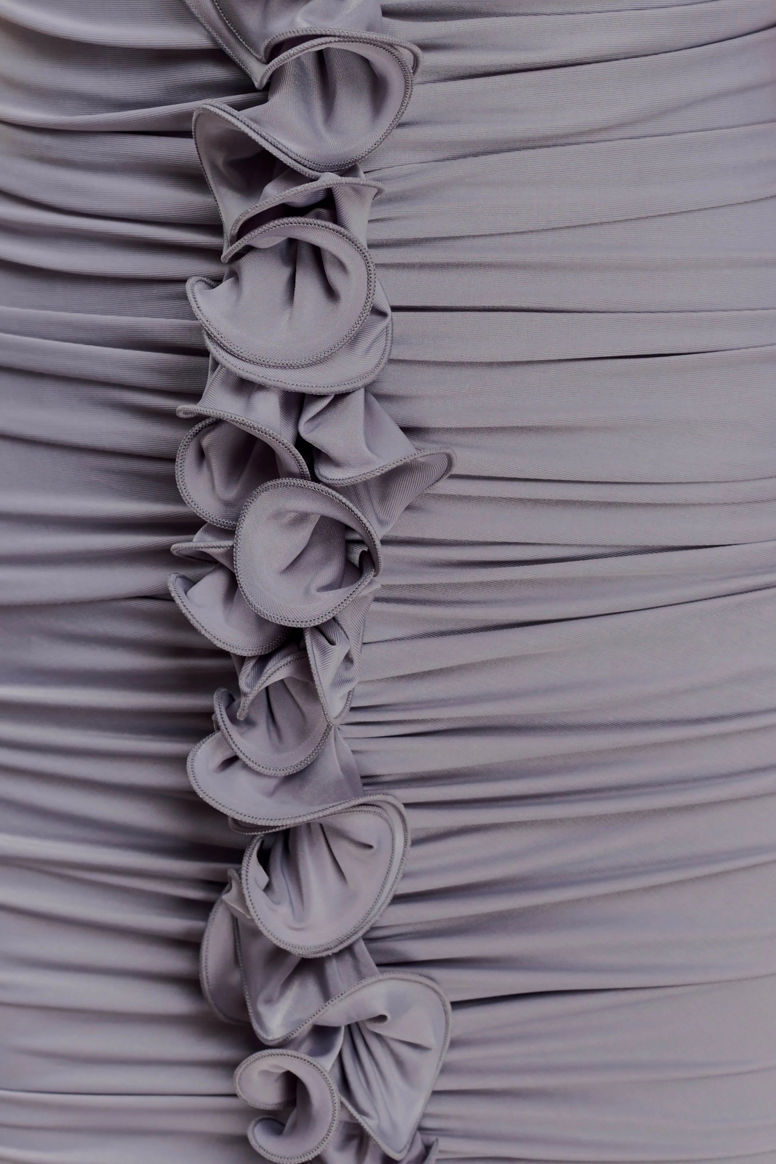 Alessandra Slinky Ruffle Maxi Dress - Grey