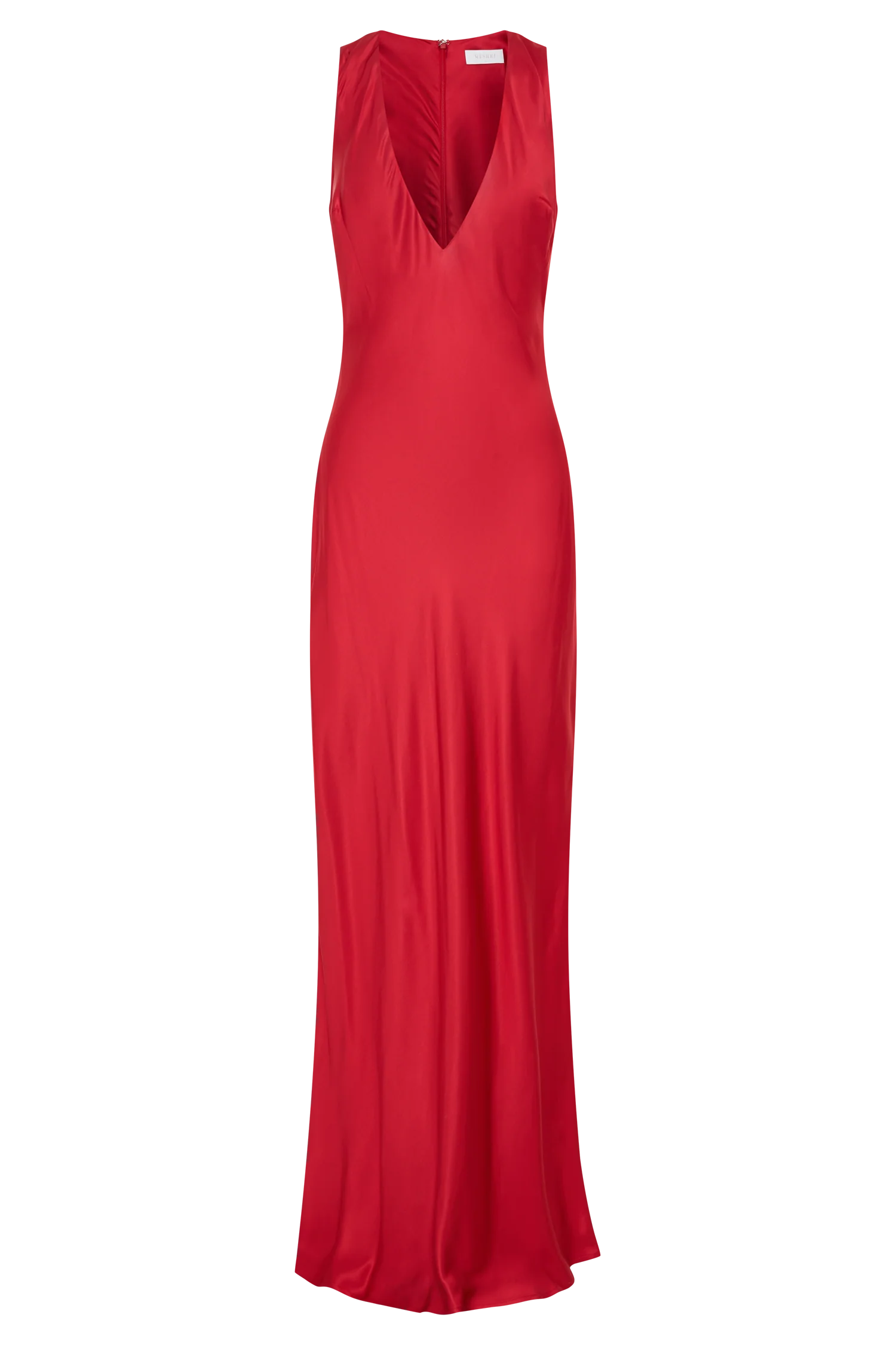 Esme Plunge Satin Maxi Dress - Red
