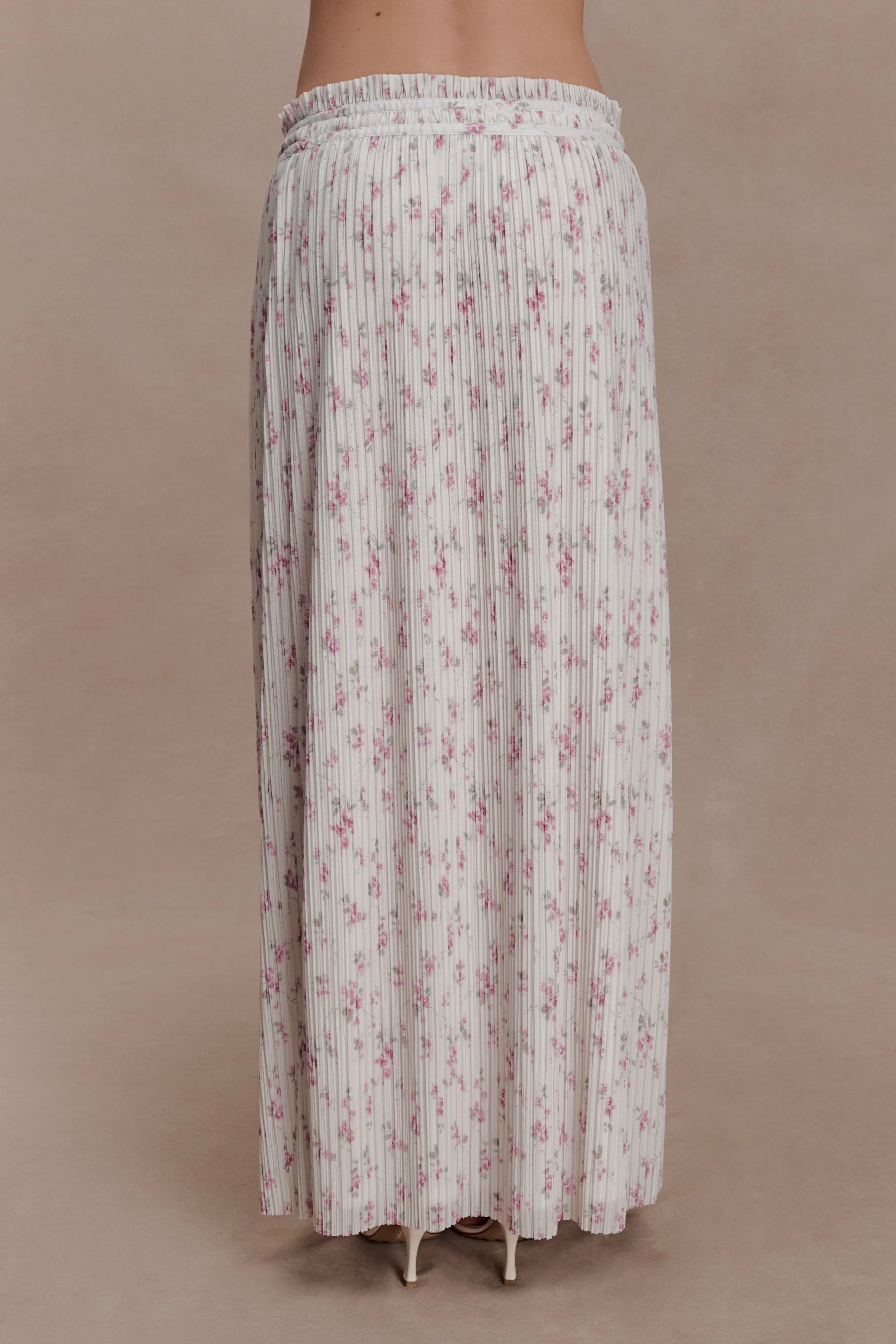 Amaris Gathered Plisse Maxi Skirt - Floral Ditsy Print
