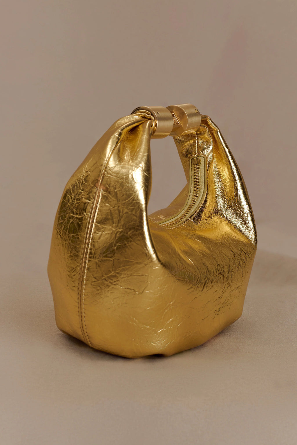 Bristol Mini Croissant Leather Bag - Gold