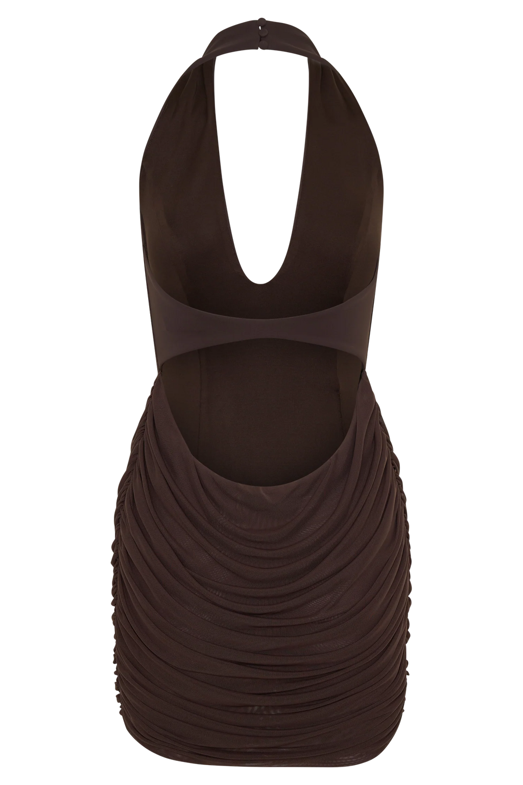 Anari Gathered Scuba Mini Dress - Dark Chocolate