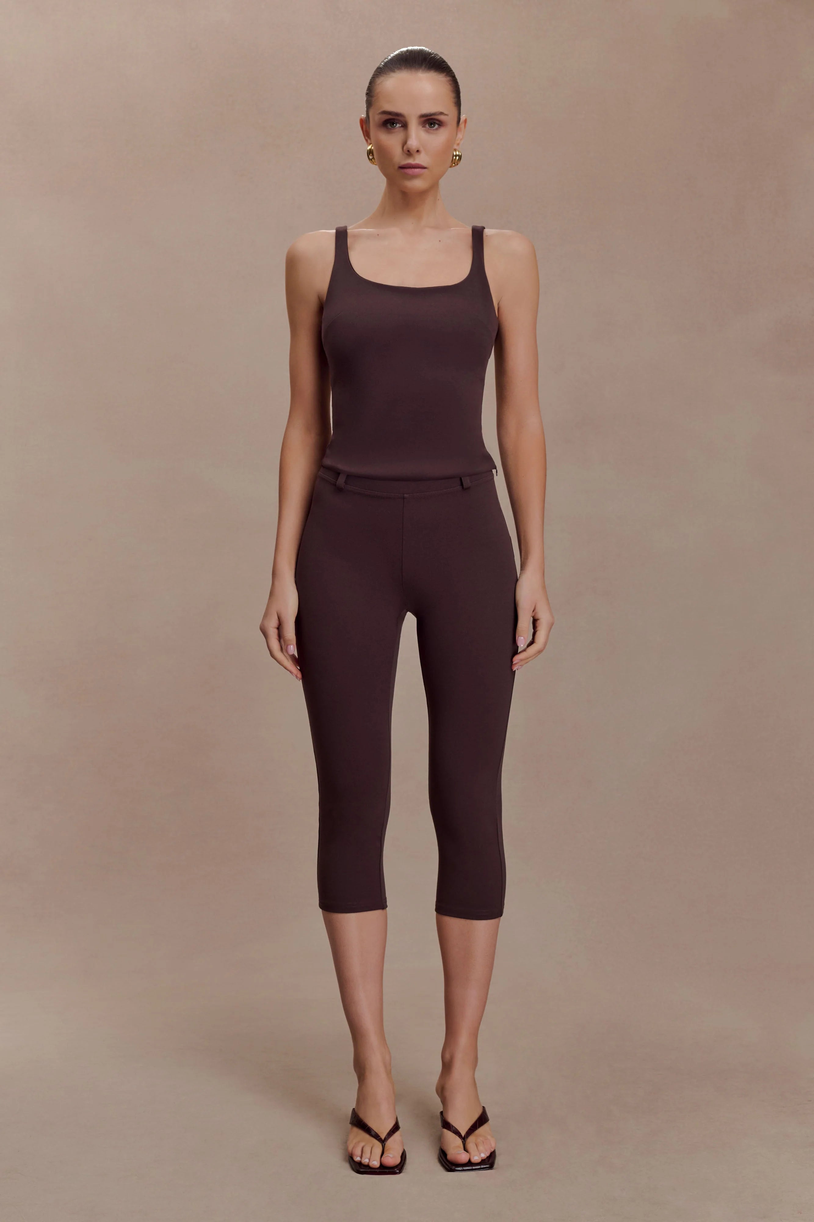 Blanca Stretch Crepe Cami Top - Chocolate
