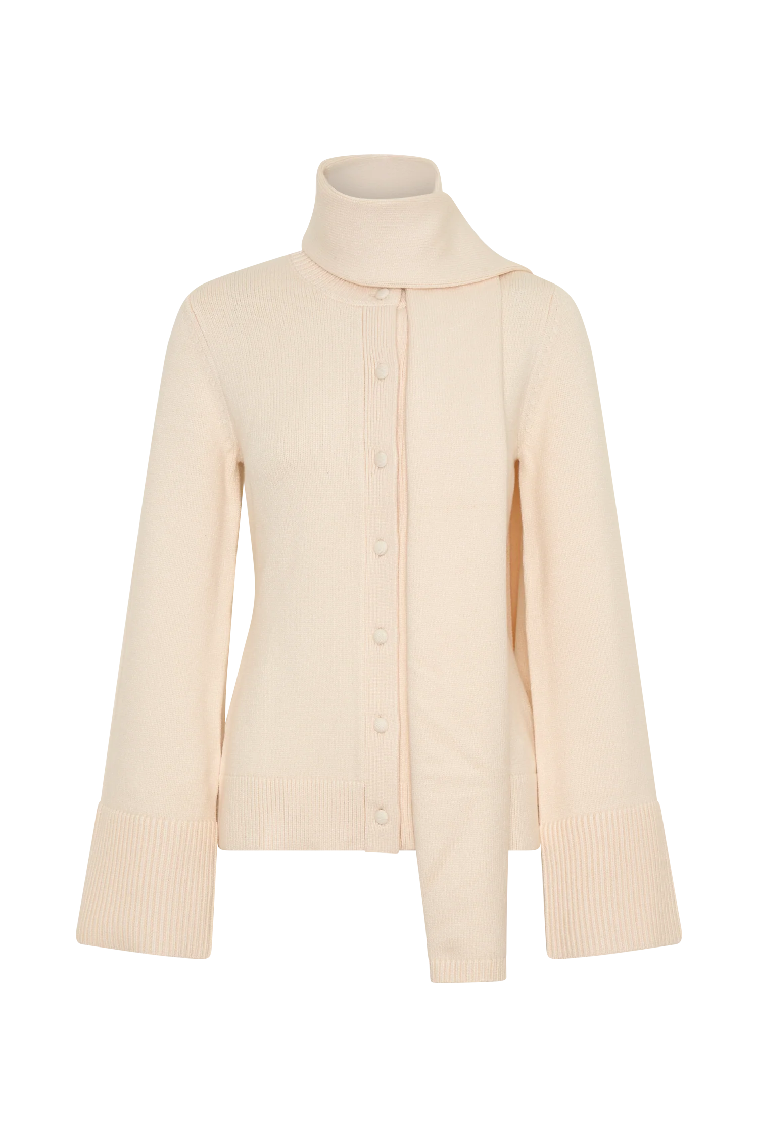Lara Knit Cardigan With Scarf - Ivory