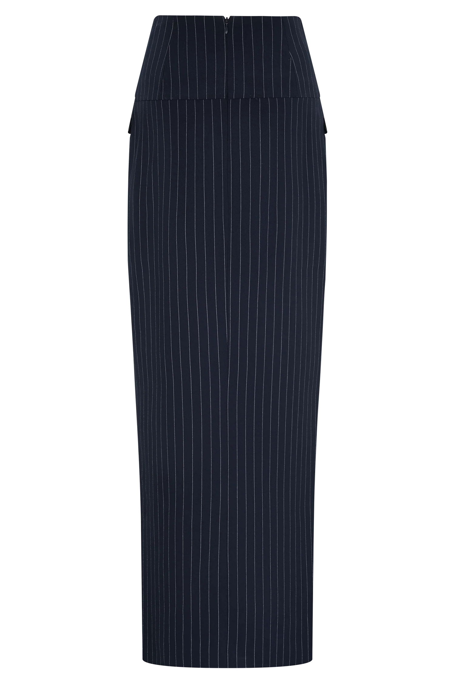 Cassie Column Maxi Skirt - Navy Pinstripe