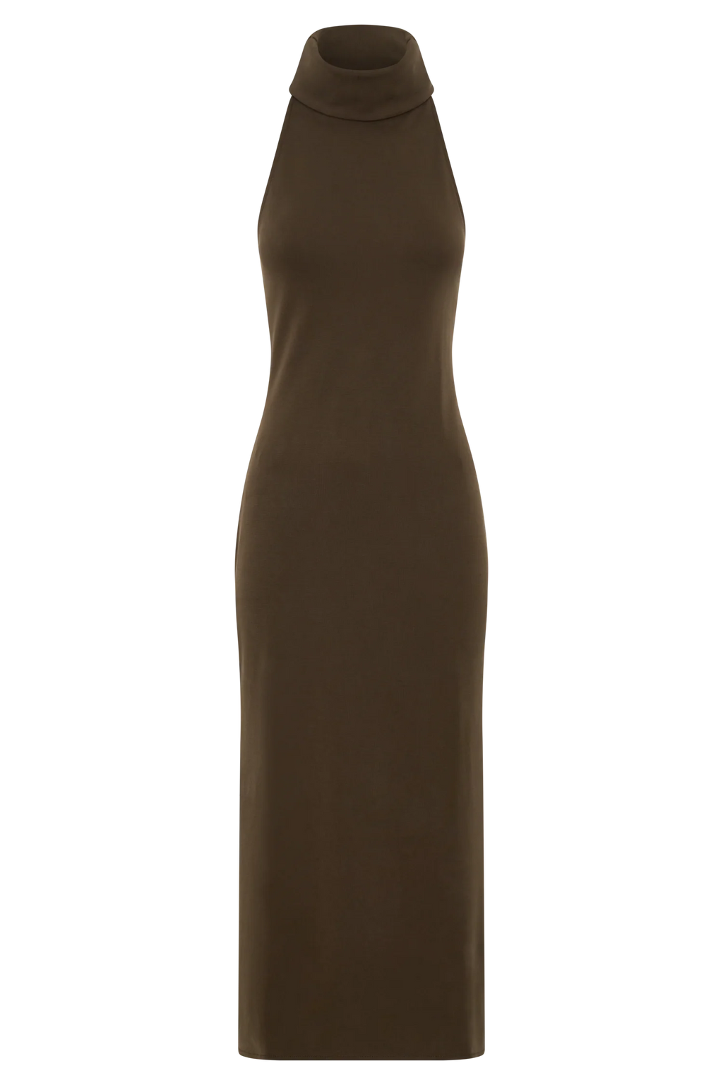 Kennedy High Neck Midi Dress - Chocolate