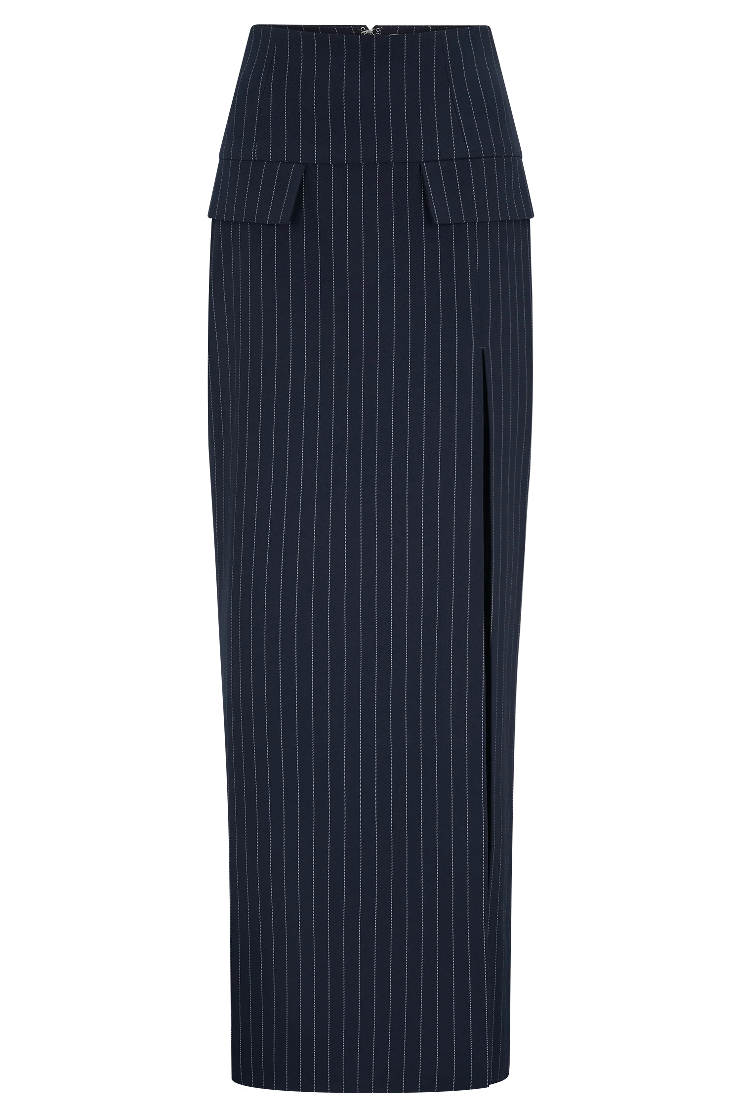 Cassie Column Maxi Skirt - Navy Pinstripe