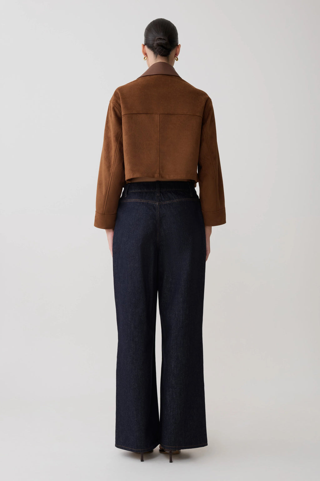 Remy Faux Suede & Leather Collared Jacket - Tan