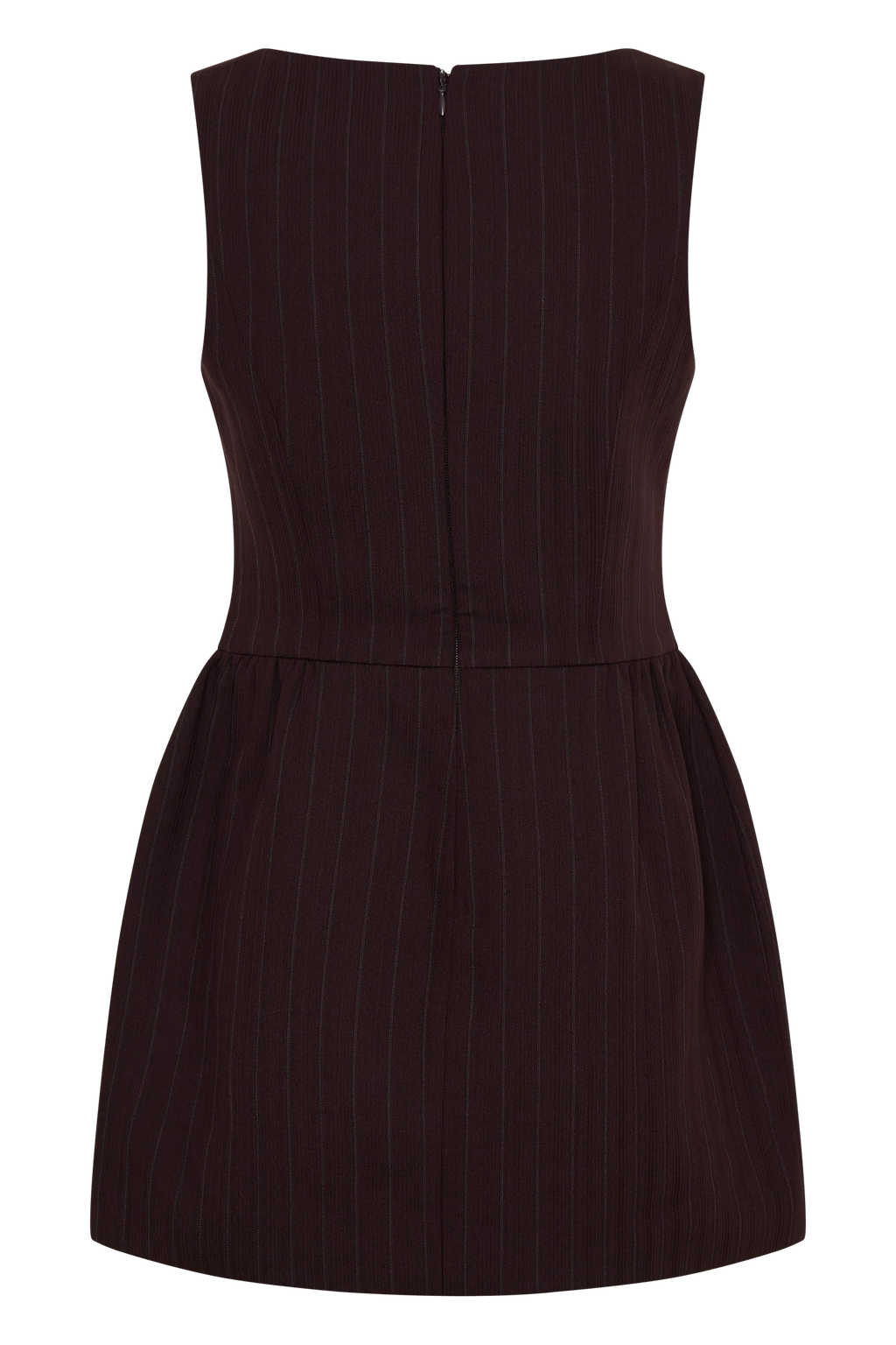 Hallie Boat Neck Mini Dress - Plum Pinstripe