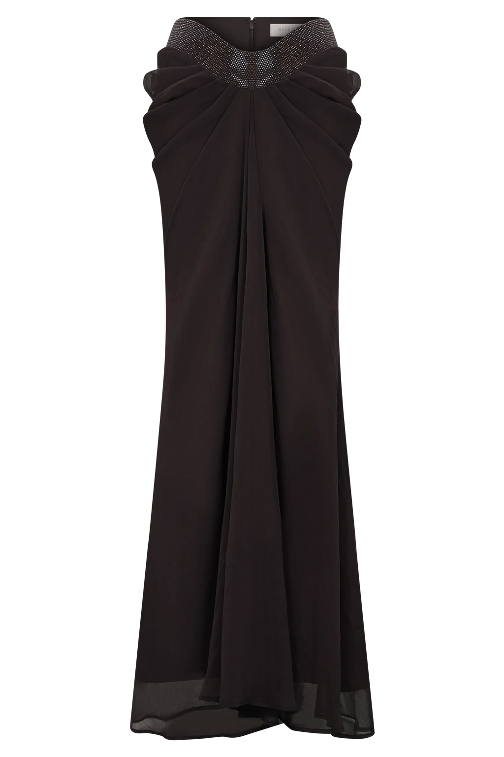 Siren Satin And Diamante Maxi Skirt - Dark Chocolate