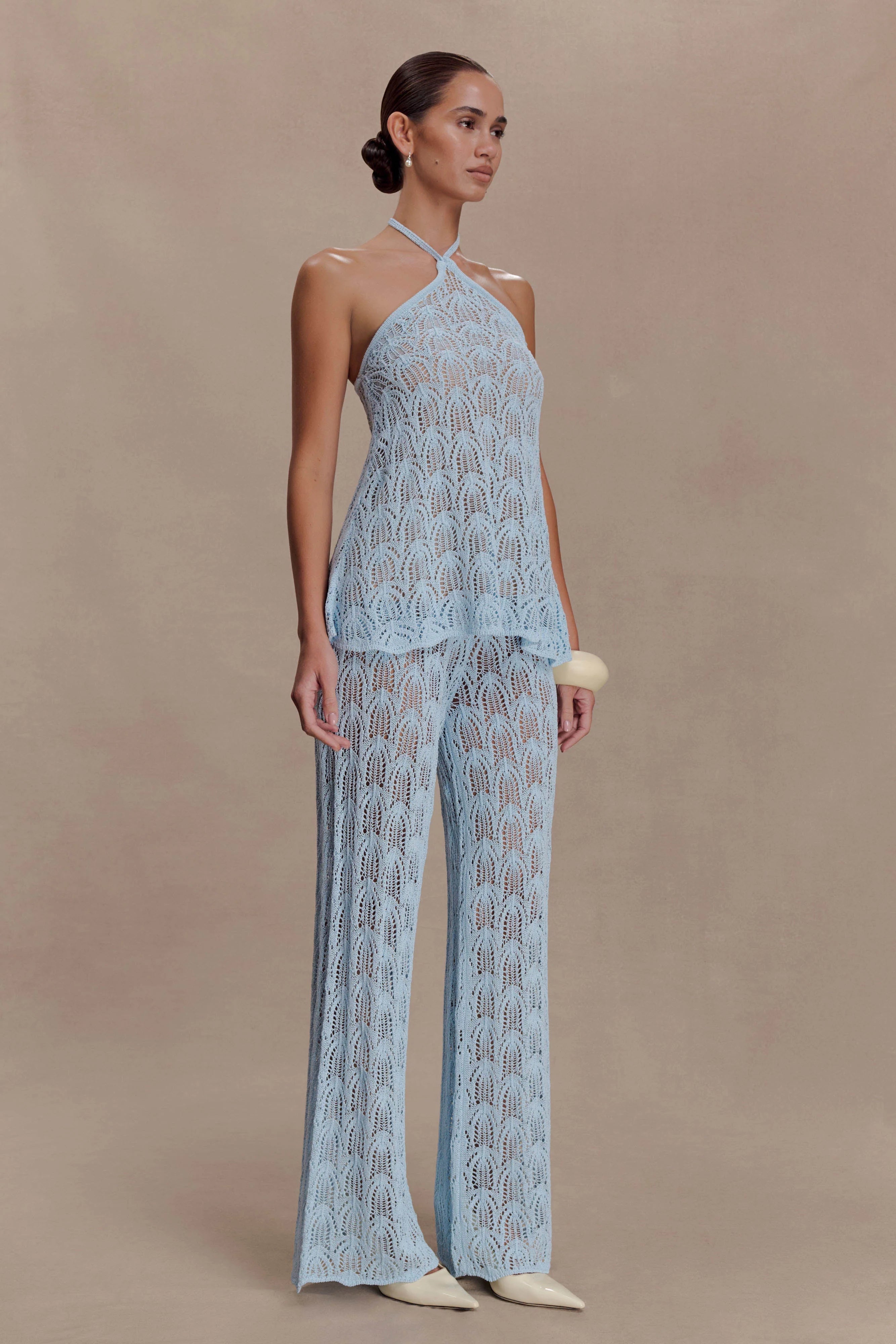 Glinda Crochet Pants - Light Blue