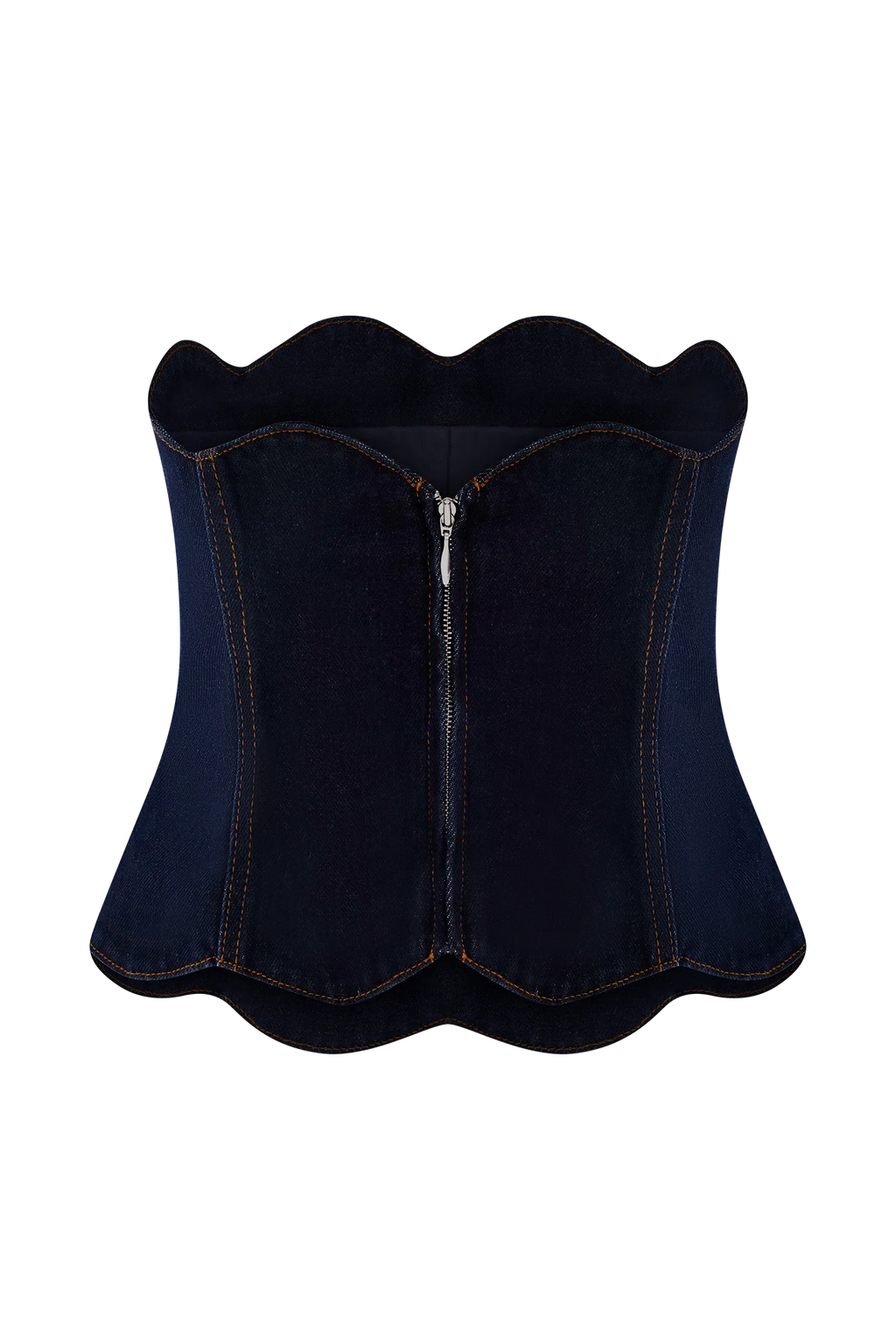 Oakley Strapless Scallop Denim Top - Indigo Blue