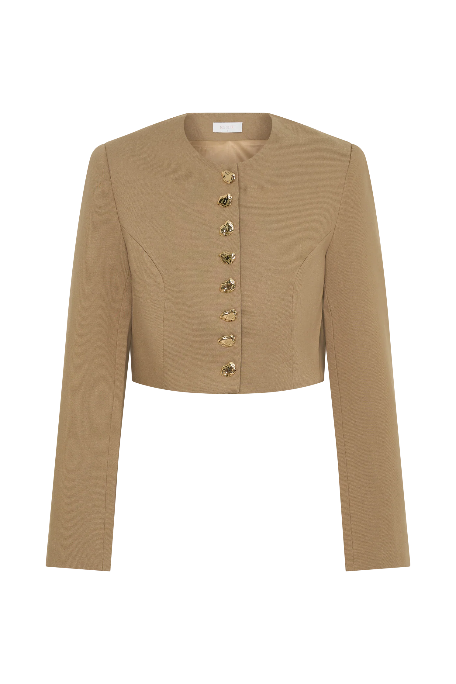 Marielle Button Up Cropped Jacket - Taupe