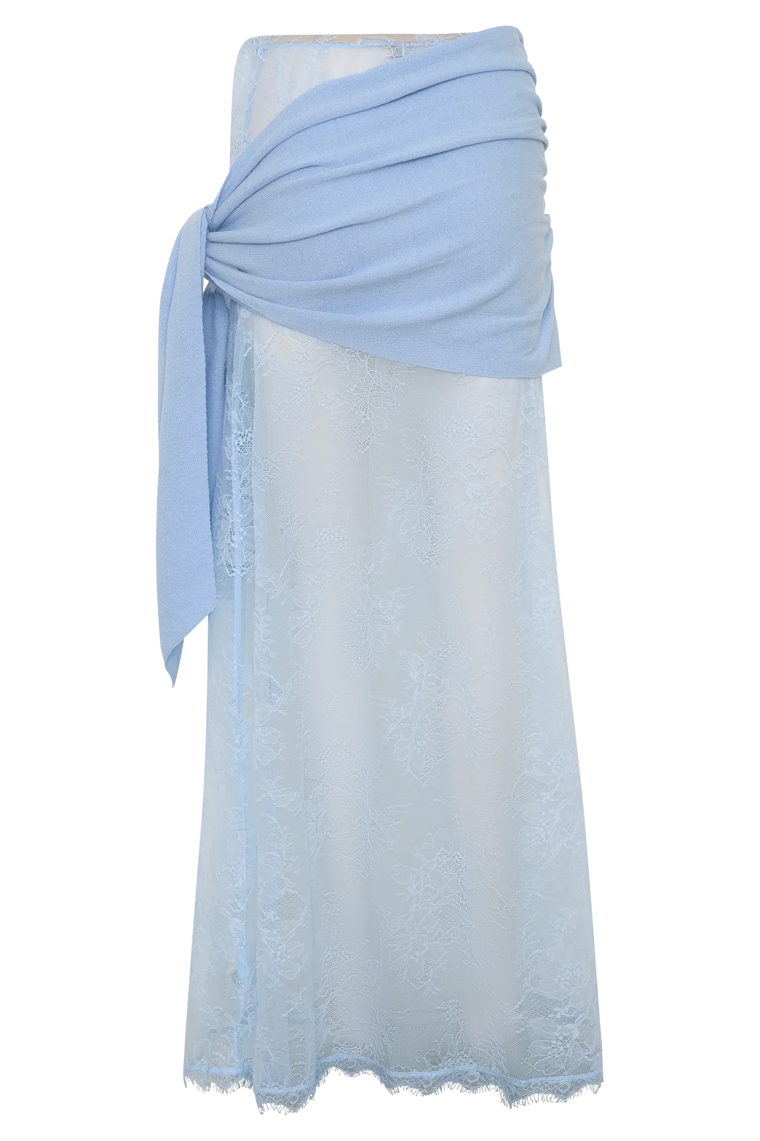 Lucy Lace And Knit Skirt - Cornflower Blue