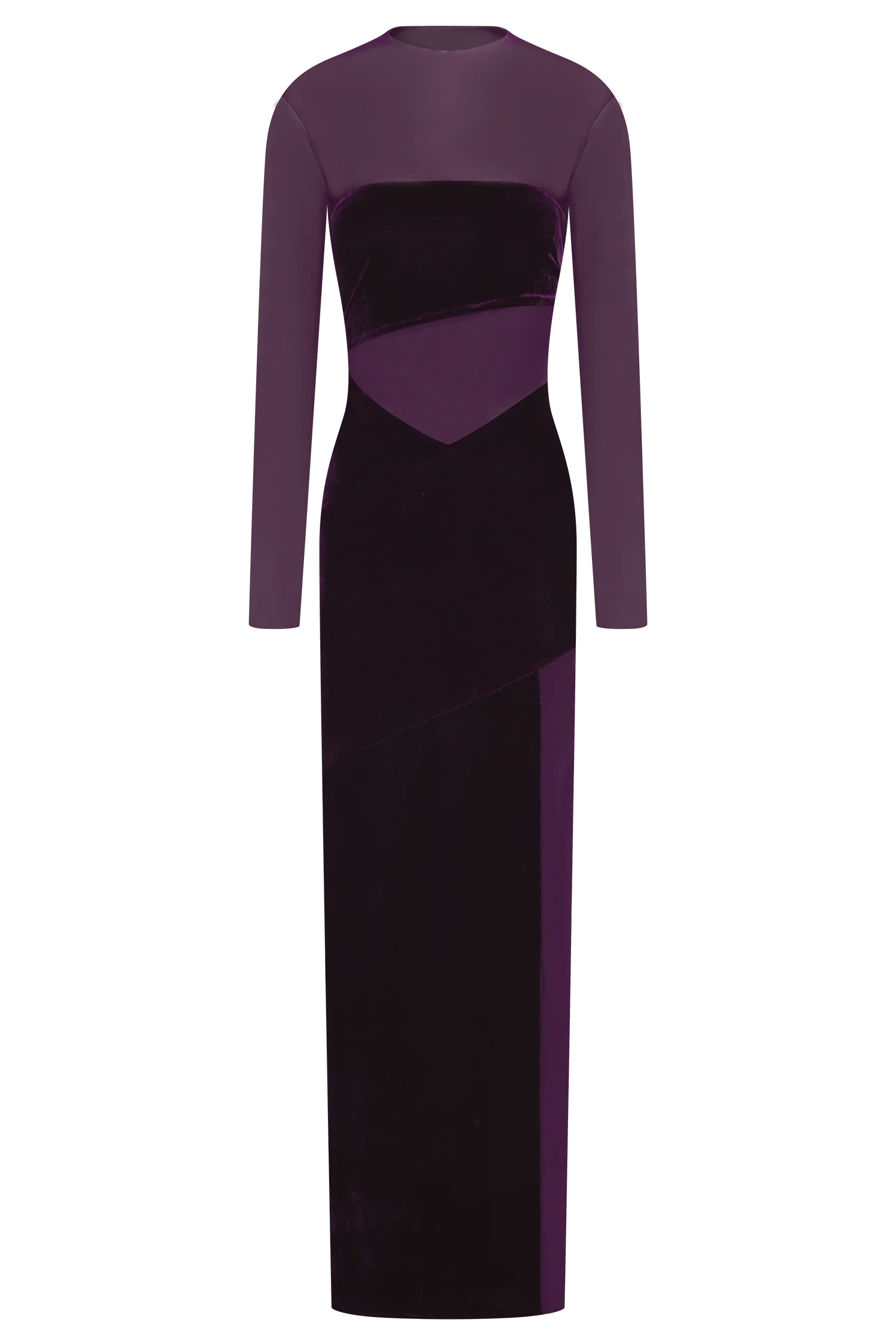 Davina Velvet And Mesh Maxi Dress - Purple