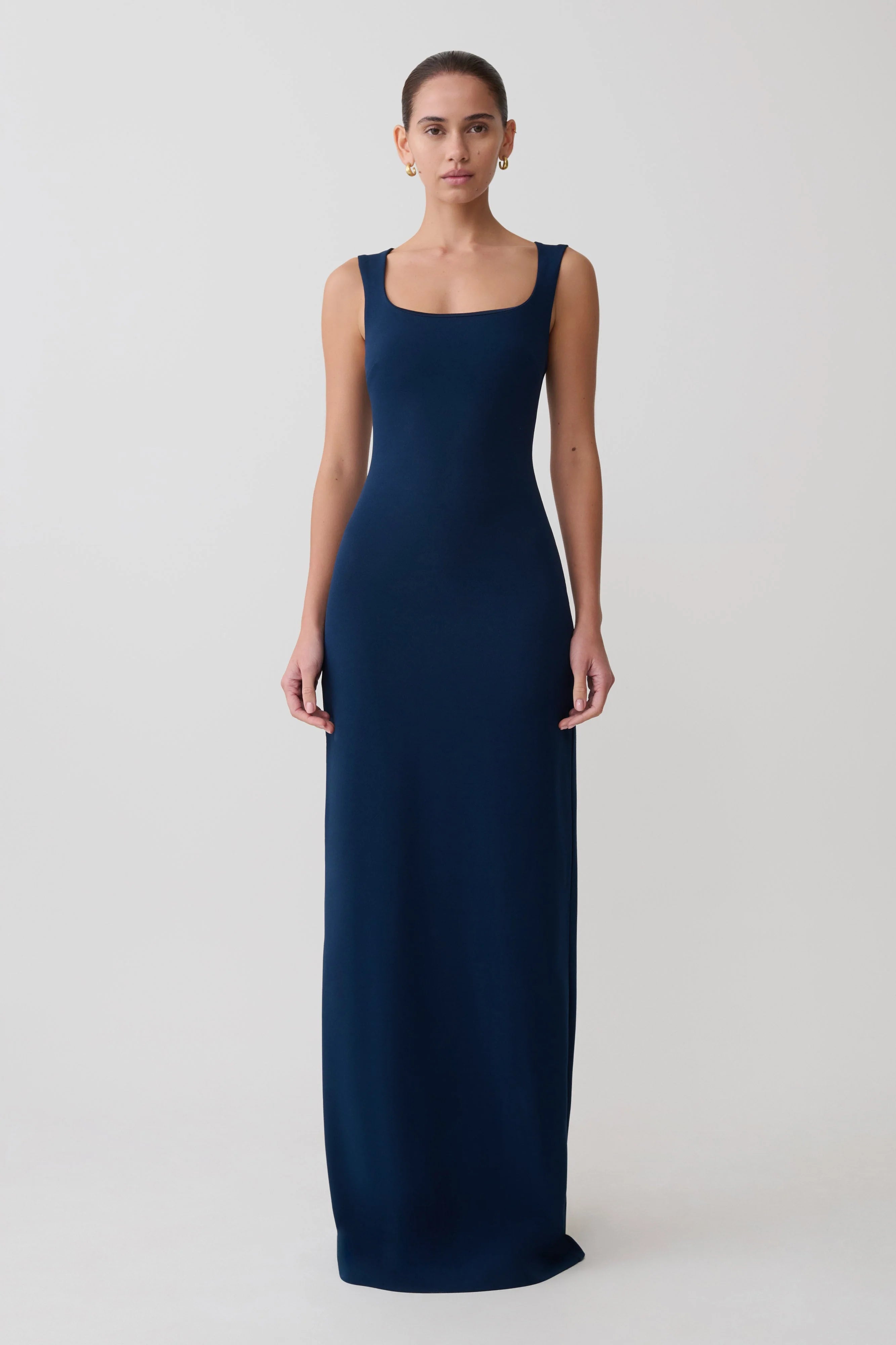 Rhea Detachable Cape Jersey Maxi Dress - Navy