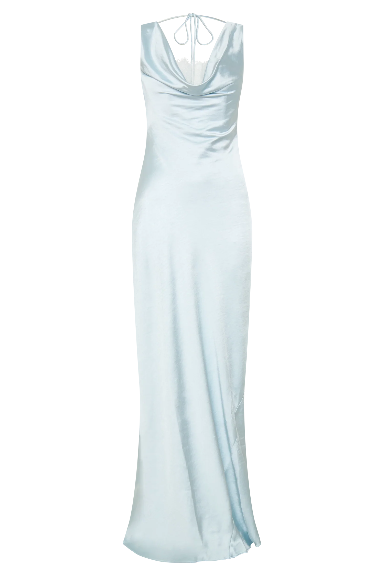 Ashley Cowl Neck Lace And Satin Maxi Dress - Ice Blue