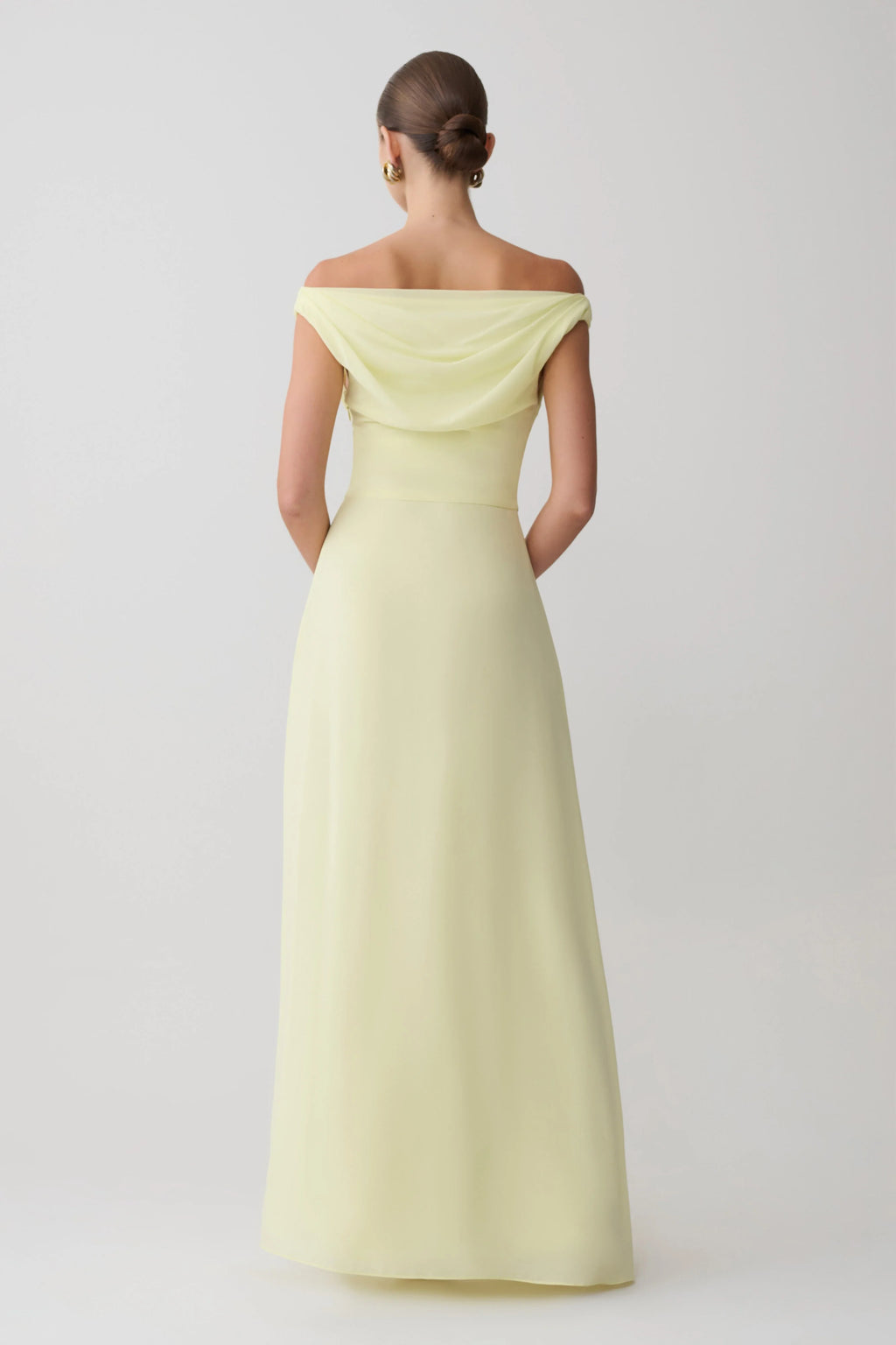 Mabel Off Shoulder Chiffon Maxi Dress - Lemon