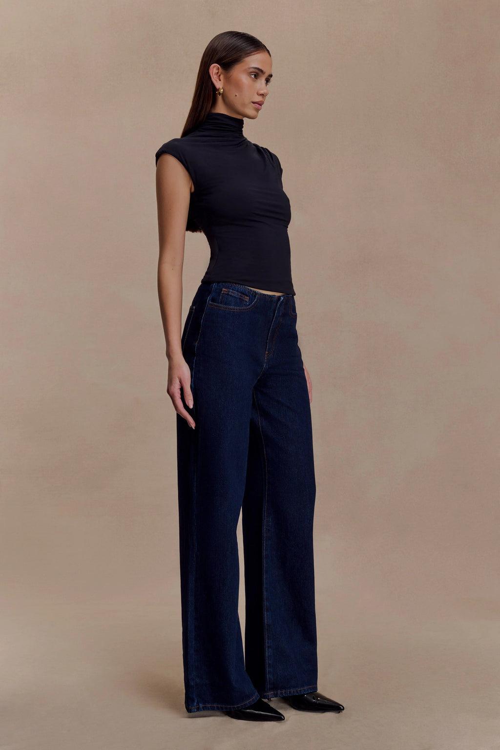 Freesia High Neck Sleeveless Top - Black